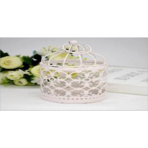 White Birdcage Candle Holder