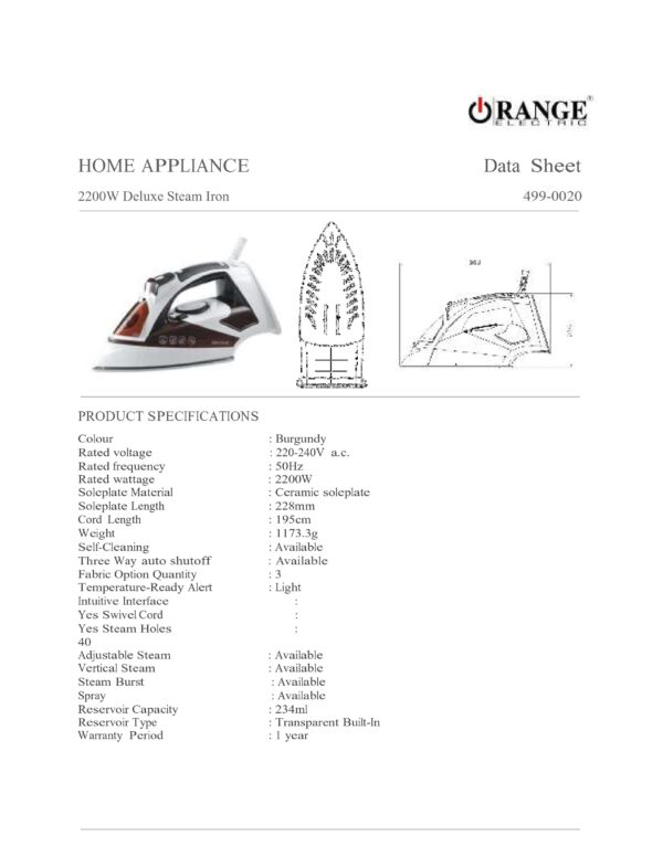 2200W High-End Steam Iron