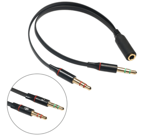 3.5mm Y Splitter Headphone Mic Audio Cable Sri Lanka Female to 2 Male Headset to PC Cable