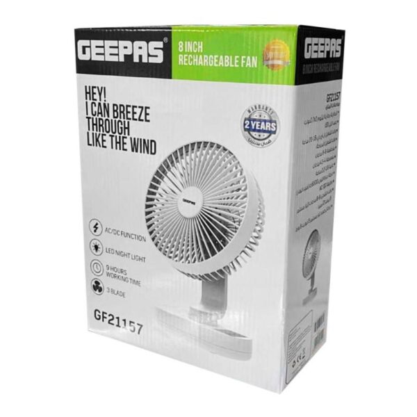 GEEPAS GF21157 8 Inch Rechargeable Fan