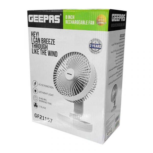 Geepas GF21157 8-inch Rechargeable Fan - Image 2