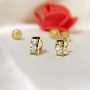 Gold Plated Single Stone Hoop Earrings