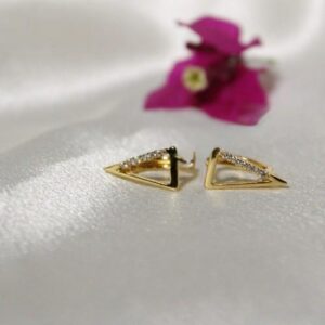 Gold Plated Triangular Stone Hoop Earrings