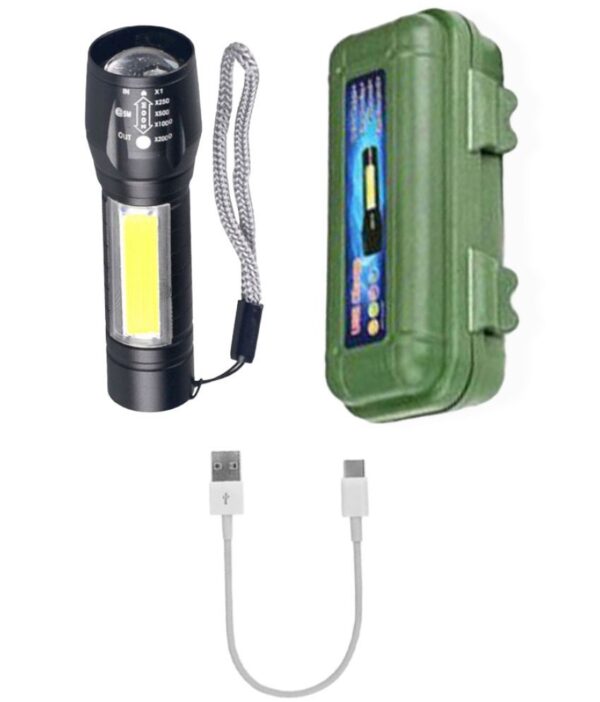 Portable LED Rechargeable Flashlight Torch with Lamp Light (Large) - Image 2