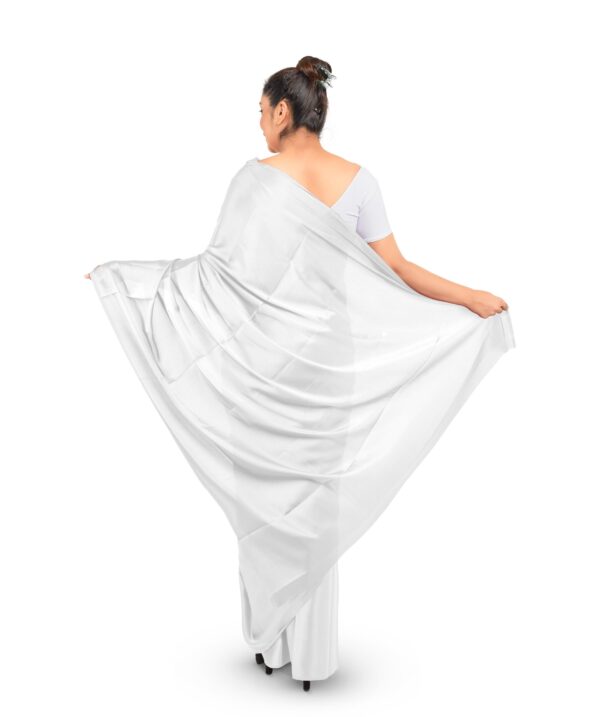 Plain Satin Saree - White