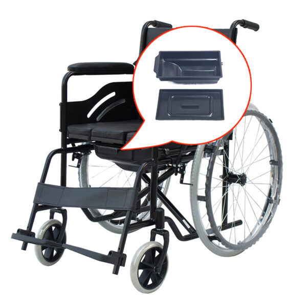 Commode Wheel Chair Foldable With Safety Seat Belt - Image 2