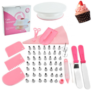 73-Piece Cake Decorating Supplies Kit - 24 Icing Piping Tips, Cake Rotating Turntable, Chocolate Mould