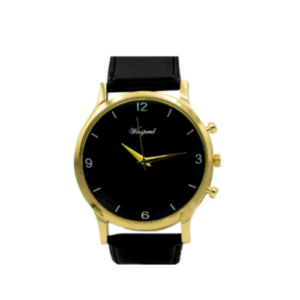 Windspeed Gold Case Black Leather Strap Ladies Watch