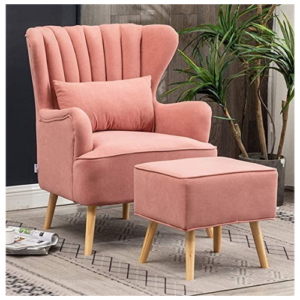 VTEC HOME Modern Wing Back Chair with Ottoman - Sofa Chair - Living Room Chair - Wing Chair - WBC 004 - 36"x36"x40"