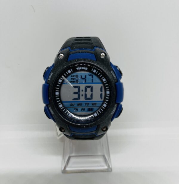 Sporty Black with Blue Accents Digital Watch