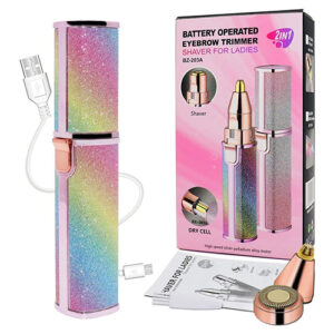 2 in 1 Painless Mini Electric Epilator Hair Remover For Women, Portable Eyebrow Trimmer Body And Facial Hair Rechargeable Battery