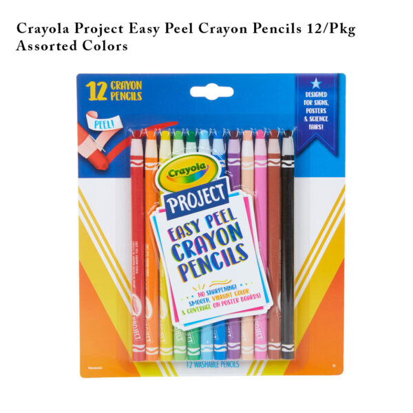 Easy Peel Crayon Pencils, 12 Count