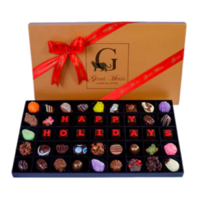 Happy Holidays 45 Piece Classic Wooden Chocolate Box